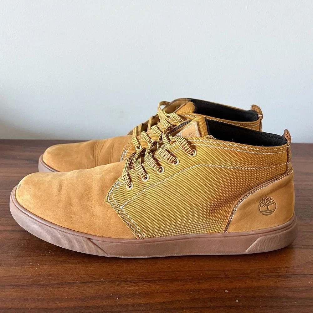 Timberland Groveton Chukka Boots Wheat Nubuck Canvas Lace Up Mens Size 13